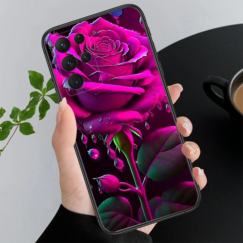 Purple Blue Pink Rose Phone Case For Samsung S24 S23 S22 S21 S20 Ultra S20 S22 S21 S23 S20 FE S24 Plus