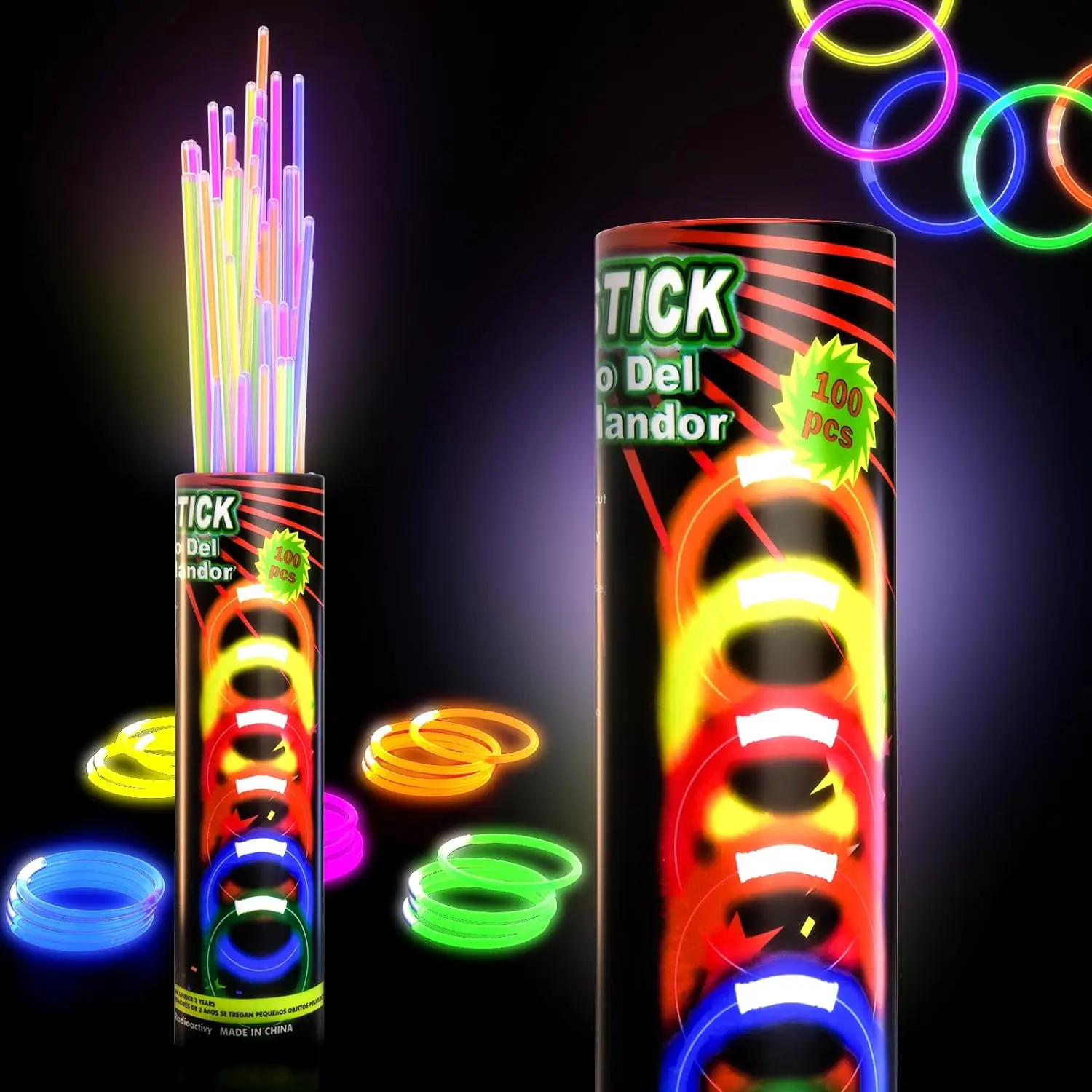 100pcs night glow party supplies with connectors, children\'s or adult party glow necklaces and bracelets