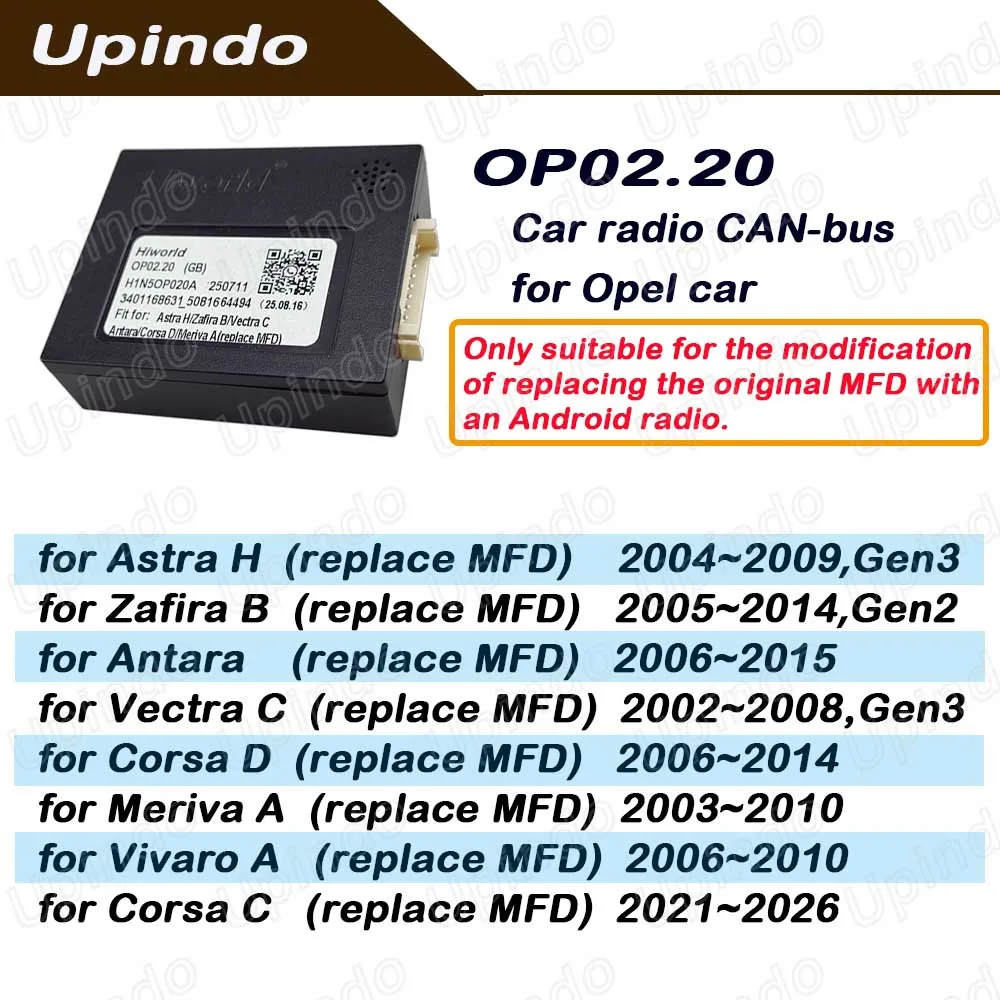 CAN-Bus Android Car Radio Adapter Decoder for Opel Astra H Zafira B Antara Vectra C Corsa D Meriva A - MFD Replacement