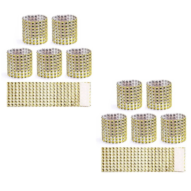 

Napkin Rings Set Of 200, Disposable Rhinestone Napkin Bands Self Adhesive For Christmas Decorations For Tables Gold