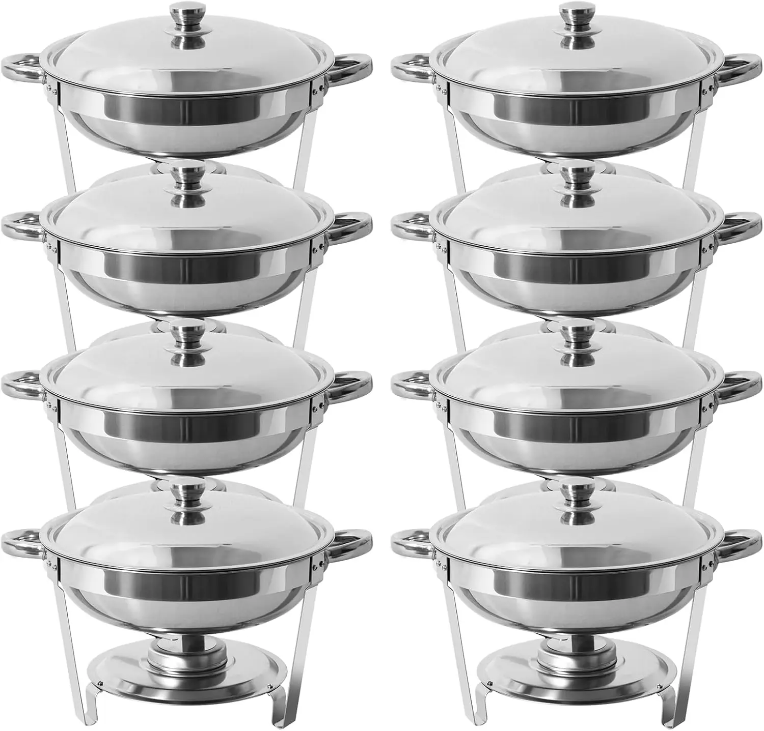 

5 Qt Chafing Dish Buffet Set, Stainless Steel Round Chafers and Buffet Warmers Sets with Food and Water Trays for Catering