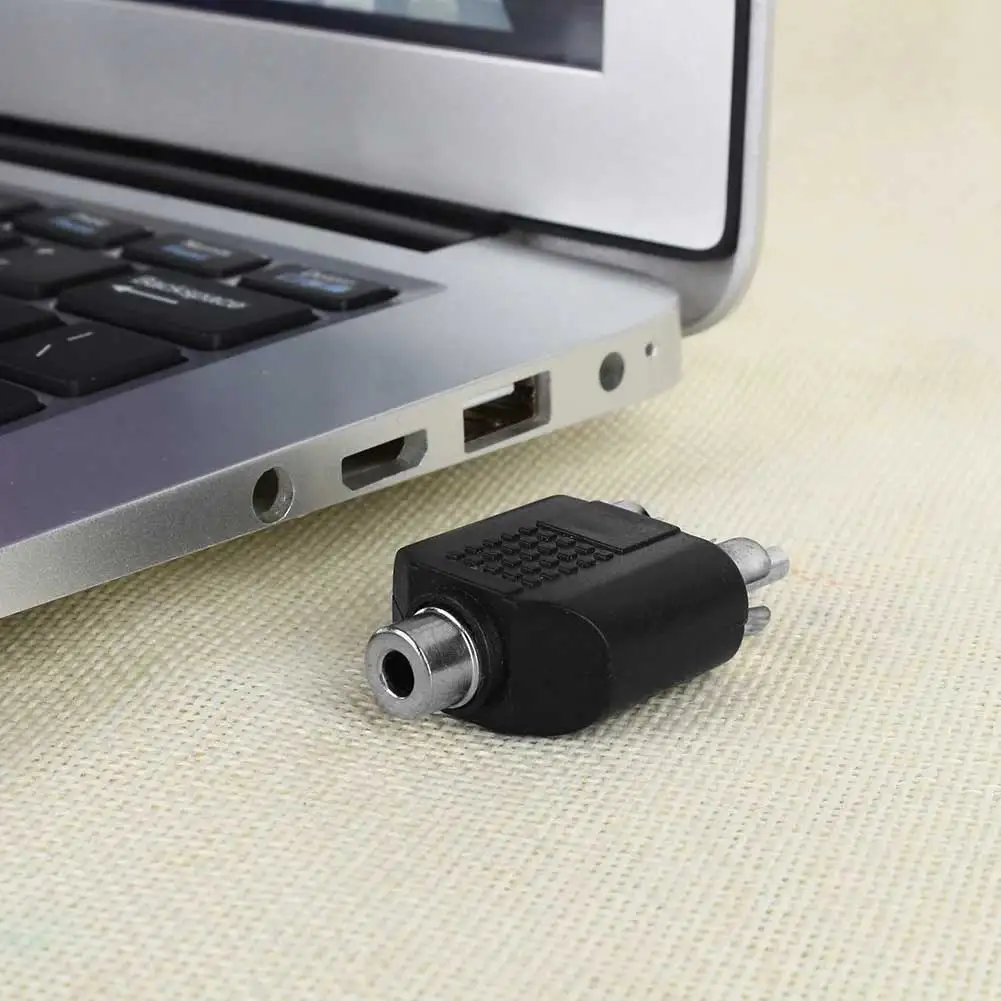 3.5mm Female To 2 RCA-Male Splitter Audios Videos Adapter Converter For TV Amplifier