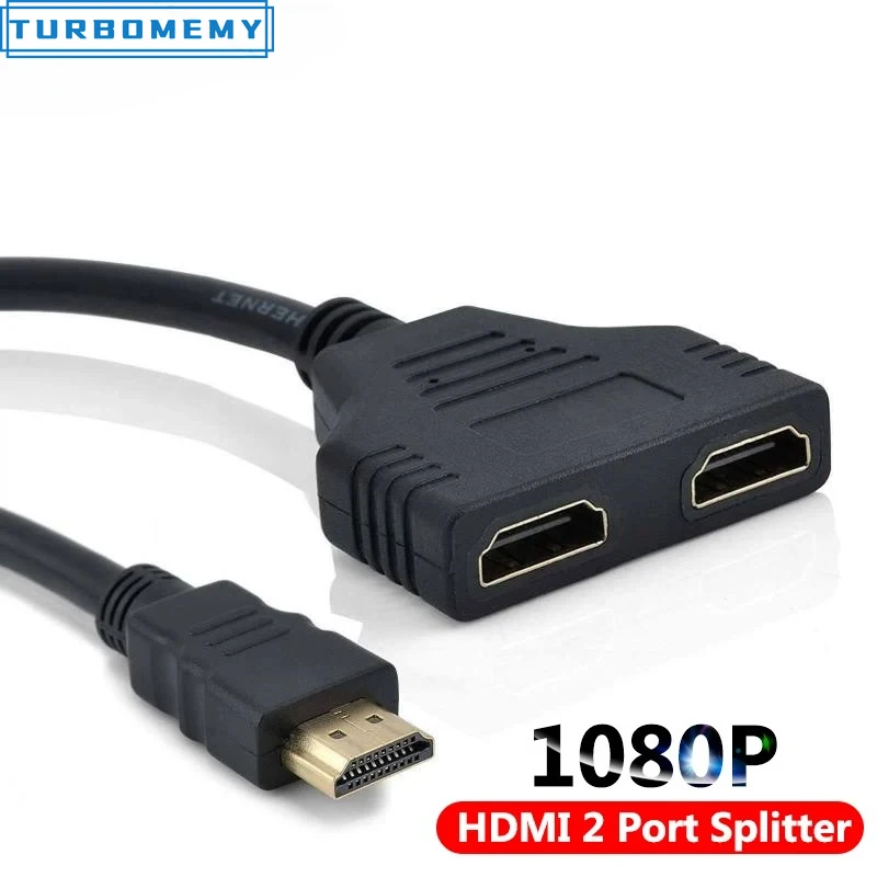 HDMI-compatible 2 Dual Port Y Splitter One Input to Two Output Adapter Cable V1.4 Male to Double Female Cable For TV Box Camera