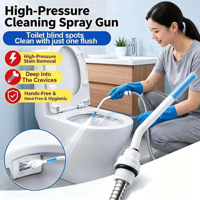 High Pressure Cleaning Nozzle, Elongated Curved Shower Sprayer For Toilet Gap Floor Drain Deep Stain Washing,1/2'' Interface