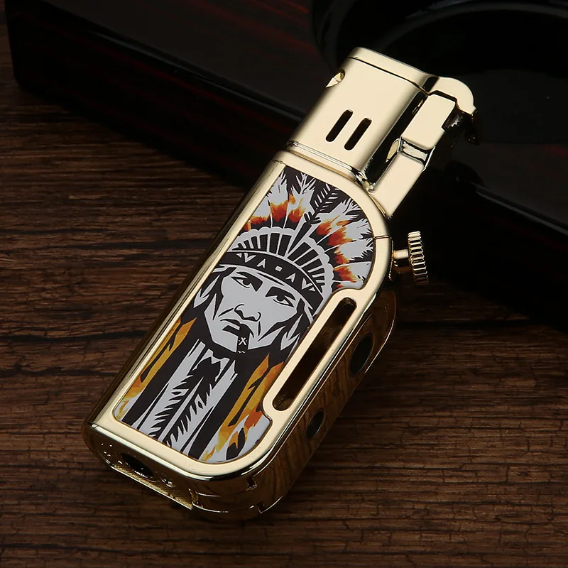 HONEST Dual Flame Gas Lighter Direct Injection + Open Flame Switching Grinding Wheel Ignition High-end Exquisite Gifts