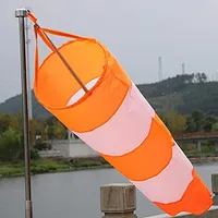 60/80/100cm Windsock Outdoor Wind Direction Measurement Reflective Belt Rip-stop Weather Vane for Airport Aviation Garden Farm