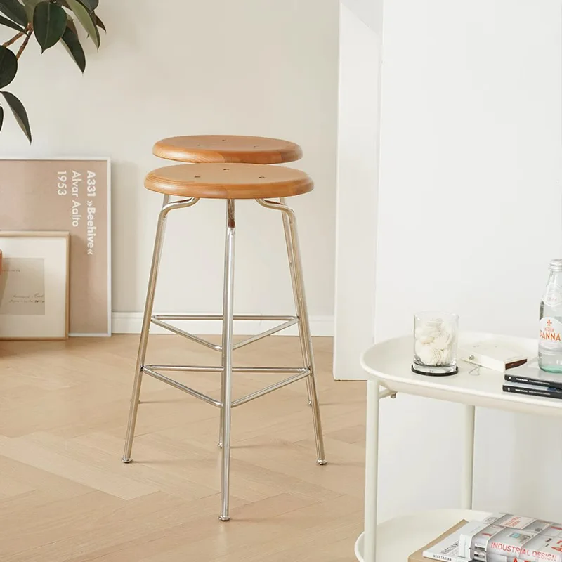

Waterproof High Bar Chair Kitchen Wood Terrace Bedroom Reception Desk Bar Chair Office Lounge Chaise De Bar Cuisine Decoration