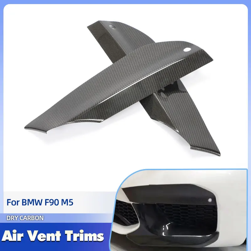 

Накладки на воздухозаборники переднего бампера из сухого карбона (препрег) для BMW F90 M5 2018-2019, передние канарды, сплиттеры, обвесы из FRP