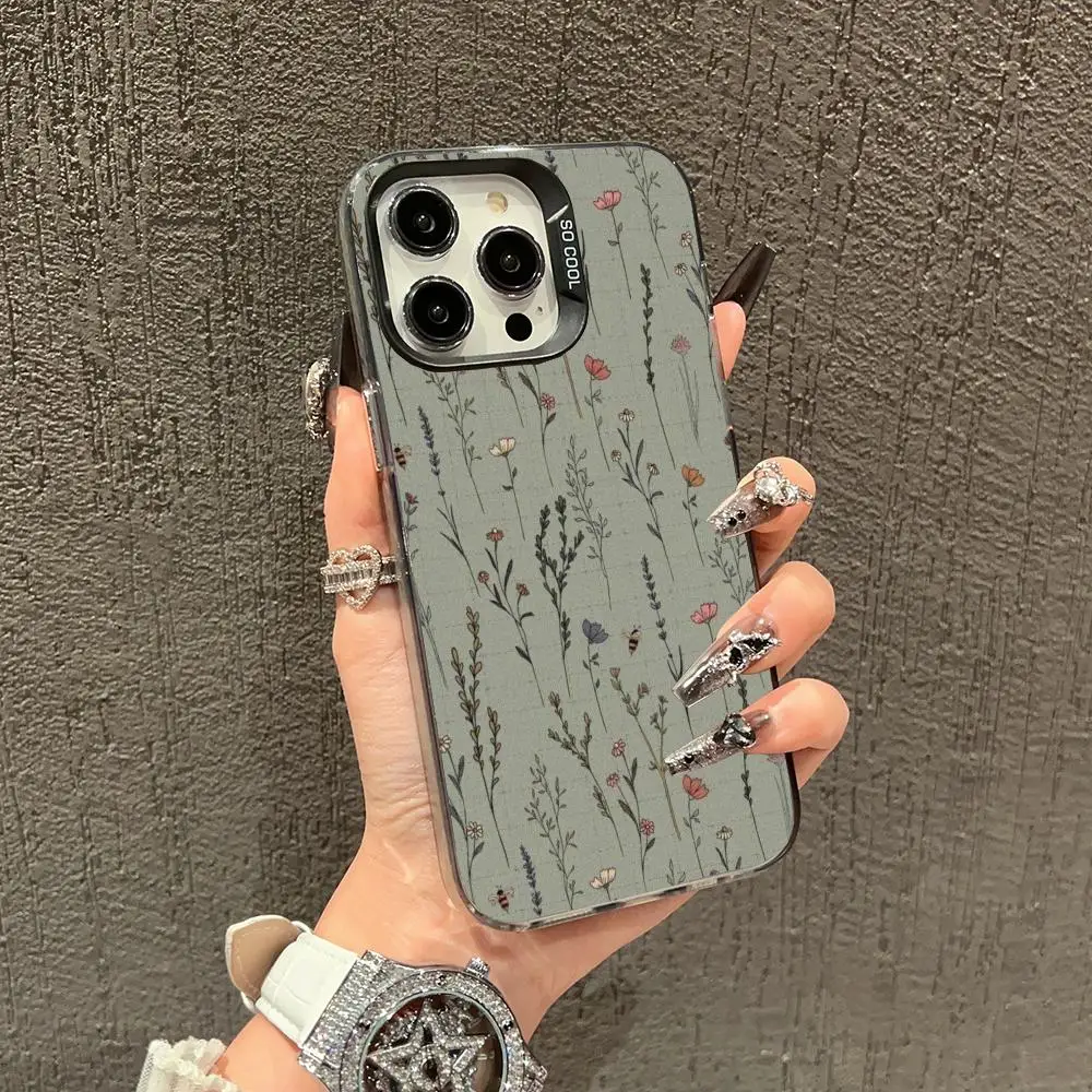 

Small floral pattern phone case suitable for iPhone 16, 17, 15, 14, 13, 12, 11 Pro/Max/Plus anti drop and shockproof back cover