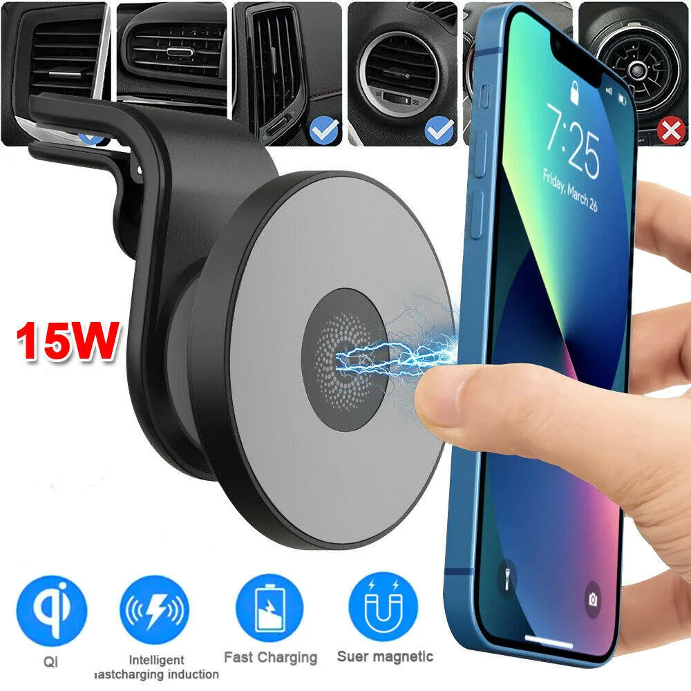 15W Wireless Magnetic Car Mount Phone Holder Charger For iPhone 13 12 Pro Max MagSafe Auto Car Vent Phone Fast Charger 2022 New