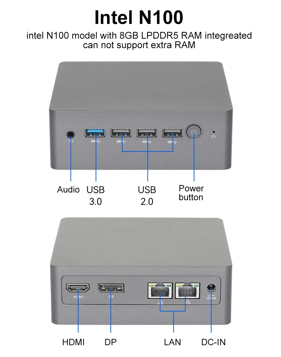 Mini Pc Intel Celeron N5095 N100 Processor Ddr4 M.2 Ssd 4K Uhd Dual-Band Wifi Bluetooth4.2 Windows 11