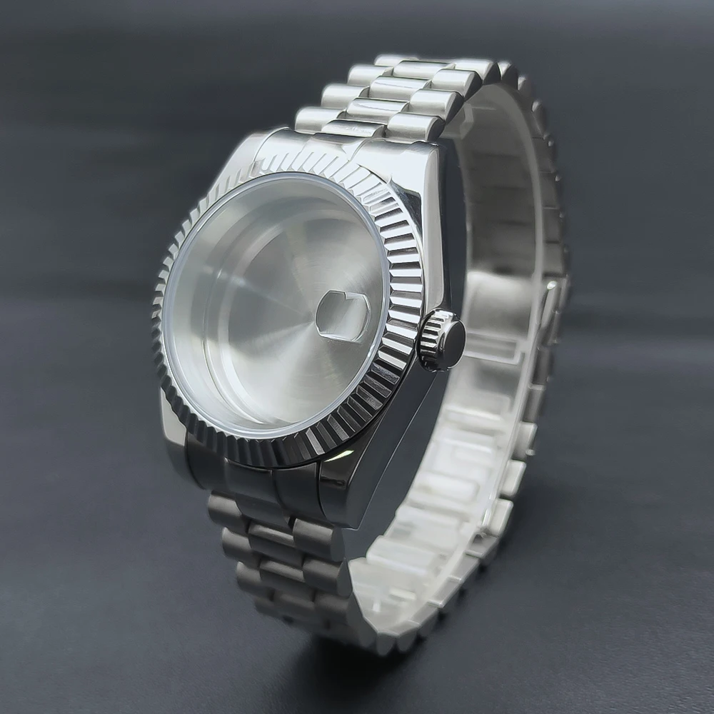 36mm/39mm sapphire Presidential silver case fit NH35 NH36 ETA2824 2836 Seagull ST2130 DG2813 3804 Miyota 8205 8215 821A movement