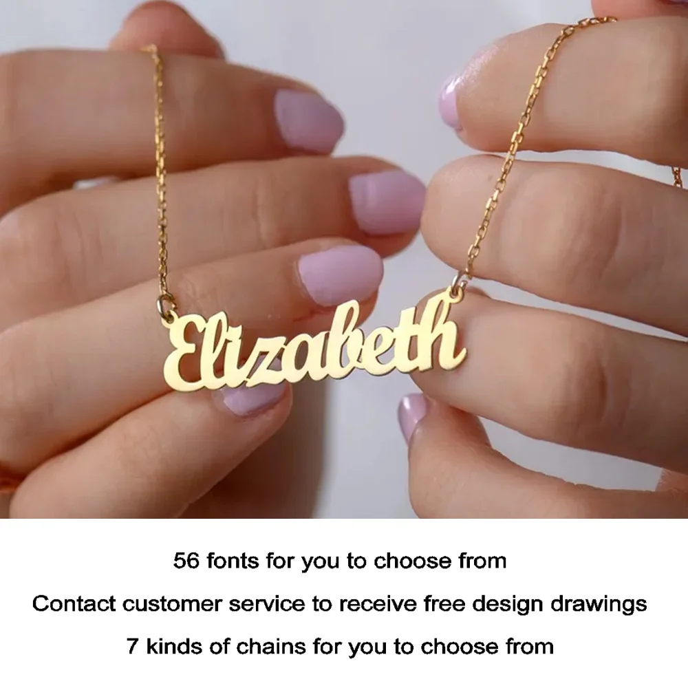

2025 new custom name women's necklace, high-quality waterproof rose gold chain, personalized couple necklace silver