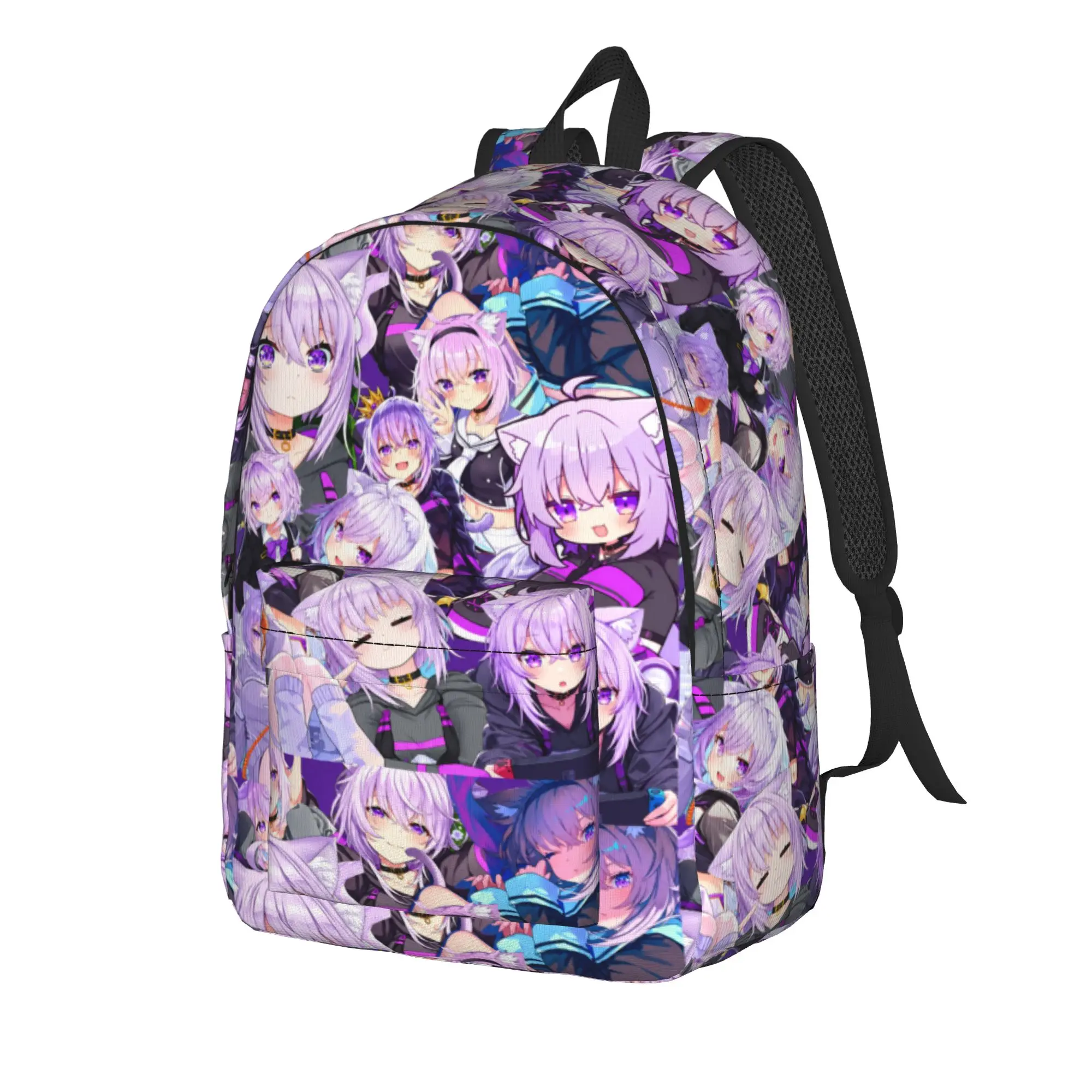 Hololive Gamers Nekomata Okayu Purple Backpack  Male Polyester Travel Backpacks Durable Aesthetic School Bags Rucksack