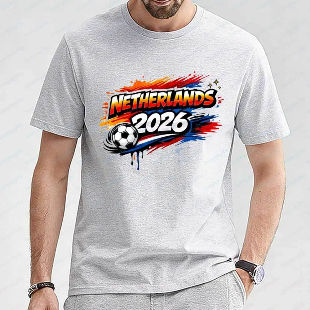 

2026 Soccer Netherlands Graffiti T-shirt Handmade Football Fan Shirt Casual Summer Short Sleeve Top Gift for Football Lovers Tee