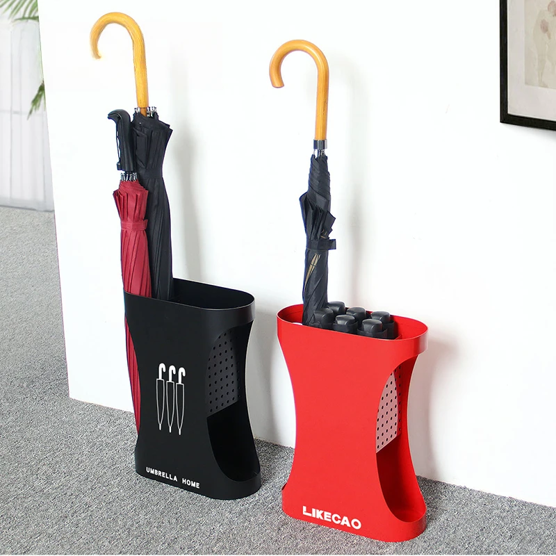 Creative Iron Umbrella Stand with Drip-Proof Tray Entryway & Storefront Water Drainage Rack Metal Storage for Home/Shop