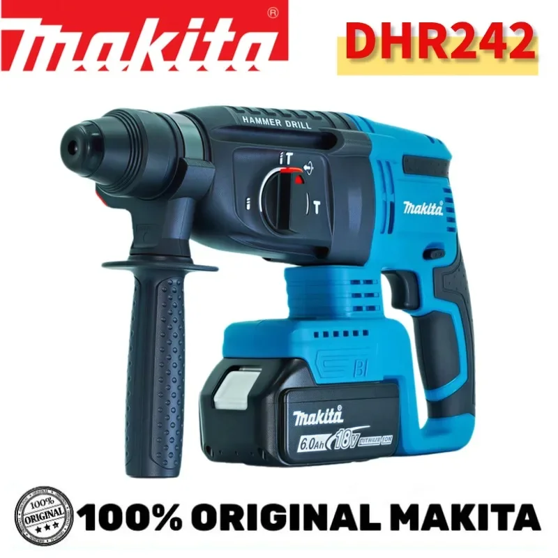 Original Makita DHR242 18V Akku-Bohrhammer mit Geringer Vibration 13,5m/s² Komfortabler Betrieb für Lange Bohrungen