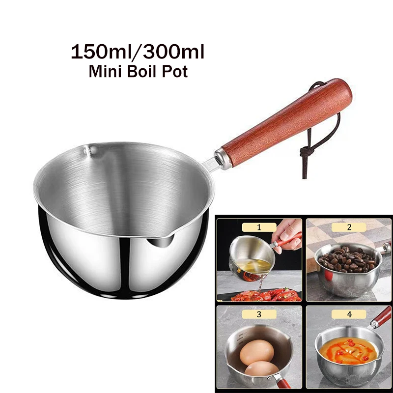 150/300ml Pot Saucepan Pan Milk Sauce Cooking Soup Oil Pots Warmer Stock Ladle Induction Butter Melting Coffee Noodle Casserole