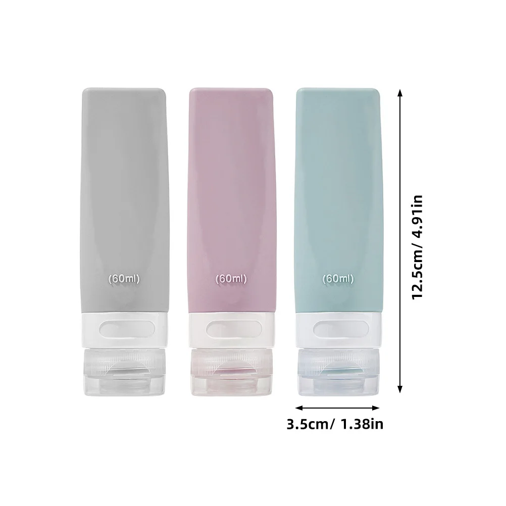 3Pcs Travel Bottle Set Travel Size Silicone Lotion Shampoo Containers 60ml Reusable Portable Toiletry Bottles Shampoo Bottles