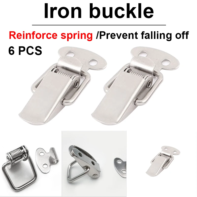 

6pcs Mini Metal Lever Latch Lock Silver Tone Spring Closure Design For Box Case Toolbox Practical Household Hardware Accessories