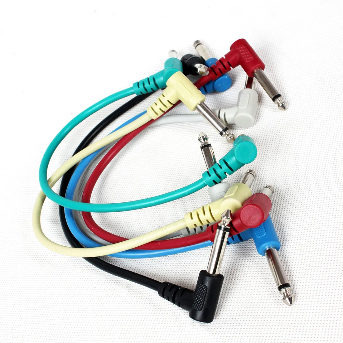 6 Pcs Guitar Effect Pedal Cable Colorful Connecting Line 6.35Mm Audio Cable 21Cm Right Angle Cord Copper Wire For ElectricGuitar