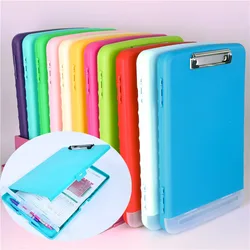 A4 Plastic Storage Clipboard File Box Case Document File Folders Clipboard Writing Pad Stationery Office Supplies