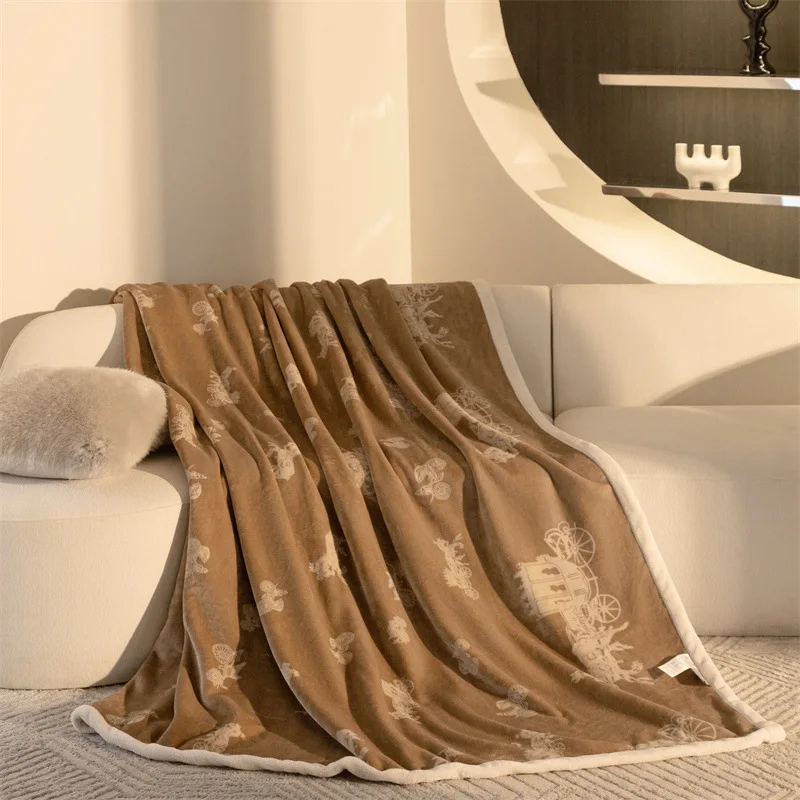 

European cotton velvet printed Raschel velvet living room bedroom office nap blanket warm home all season universal