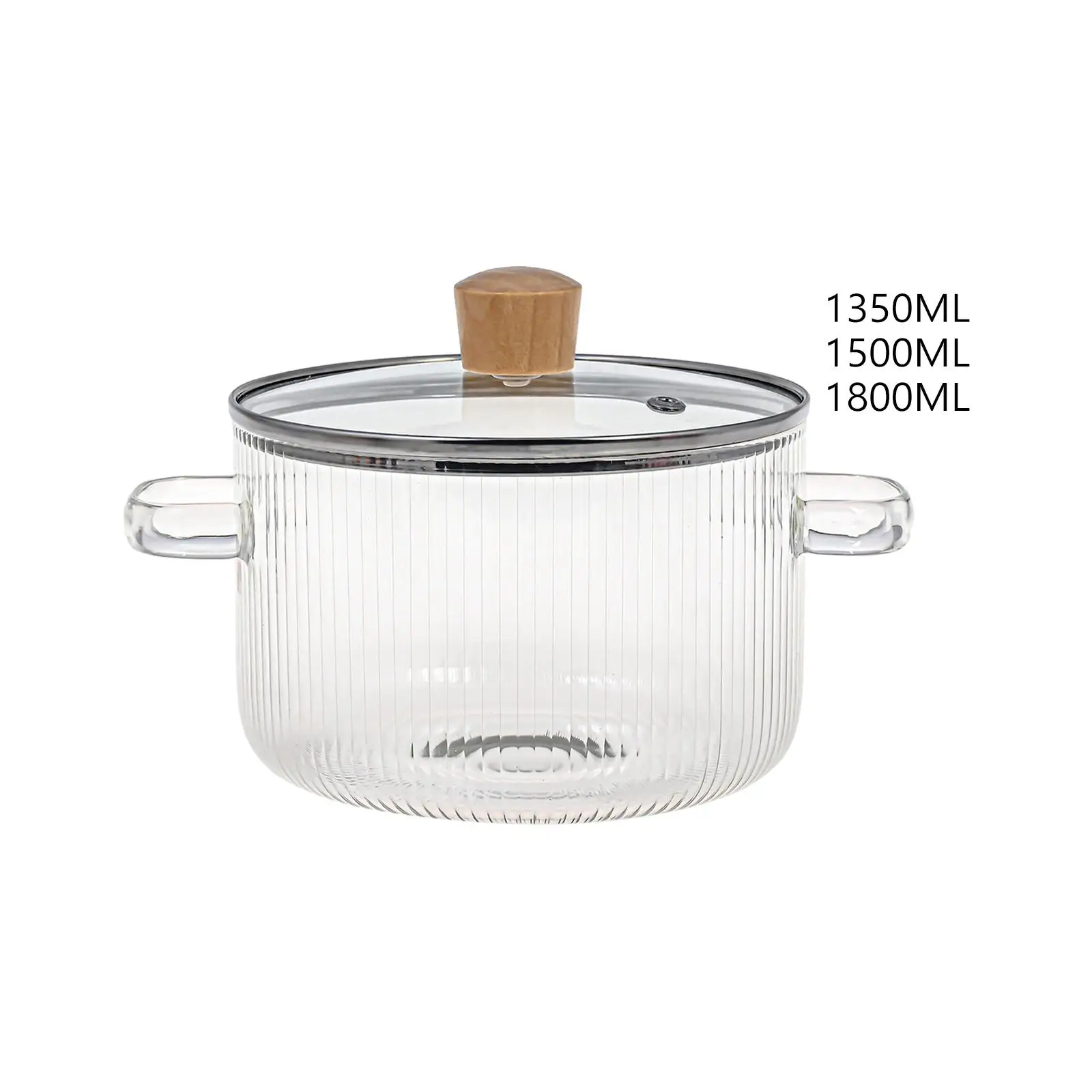 Glass Cooking Pot with Handles Multifuctional Clear Heat Resistant Porridge Pot Simmer Pot for Tea Noodle Pasta Milk Soup