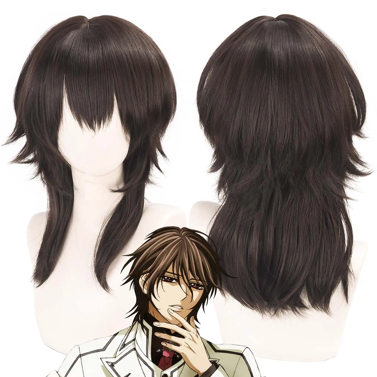 

Men Halloween Carnival Party Anime Vampire Clan Kaname Cosplay Heat Resistant Brown Hair Wig