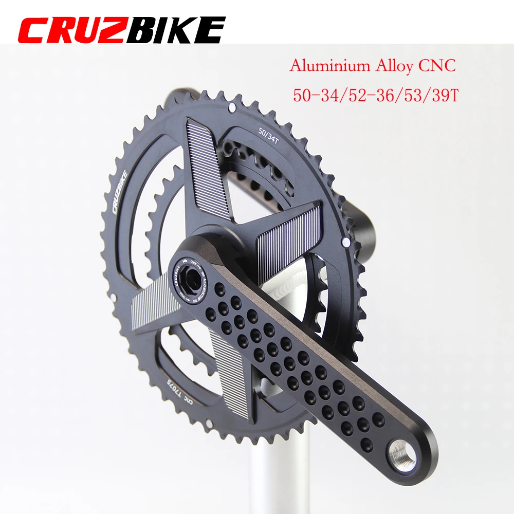 CRUZbike Road Bike Crankset 155/160/165/170/175mm Bicycle Crank 9/10/11/12 Speed Double Chainring with Bottom Bracket