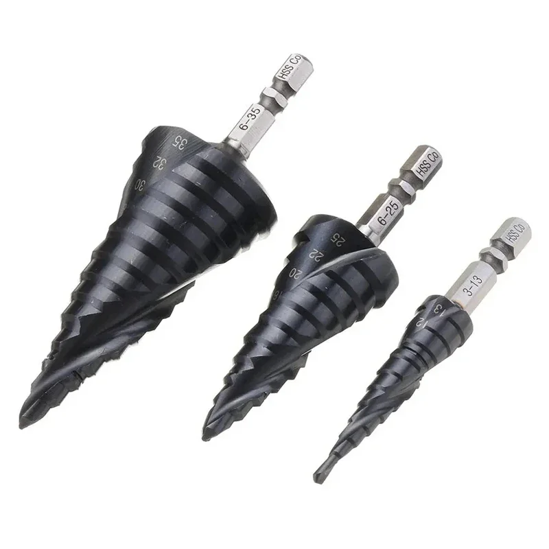M35 Cobalt TiAlN HRC89 Coated Step Drill Bit 3-13/6-25/6-35mm 1/4 Inch Hex Shank Metal Drilling Hole Opener For Stainless Steel