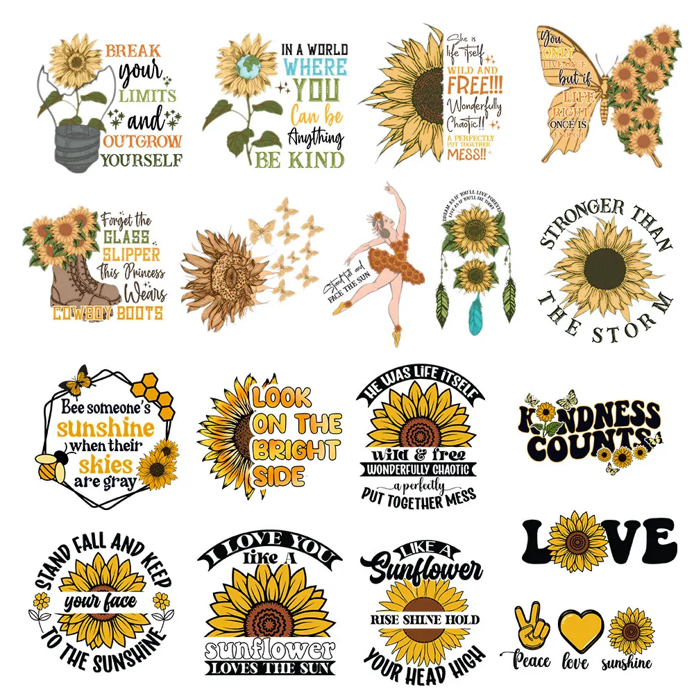 

Inspirational Sunflower Quotes Iron On Patches Sticker For Clothing Love Transfer For T-shirt Hoodie Diy Thermocollants Parches