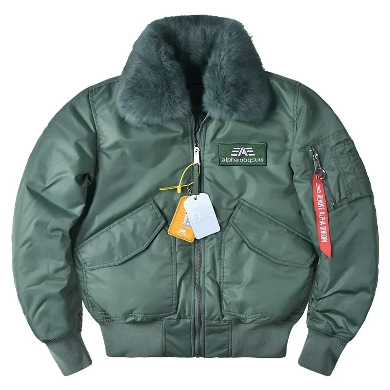 Parkas acolchadas de algodón para hombre, chaqueta Bomber informal con Cuello de piel, chaqueta de béisbol de ajuste holgado, 45P, Invierno