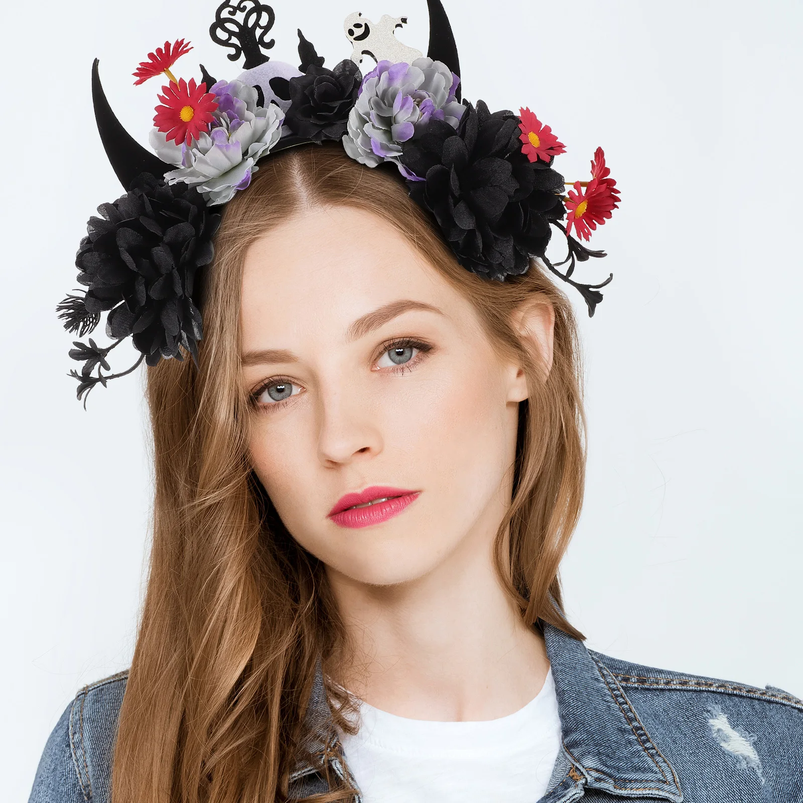

Halloween Headband Demon Hair Hoop Headpiece Gothic Headwear Accessories Cosplay Ears Cloth Costume Horror Headbands