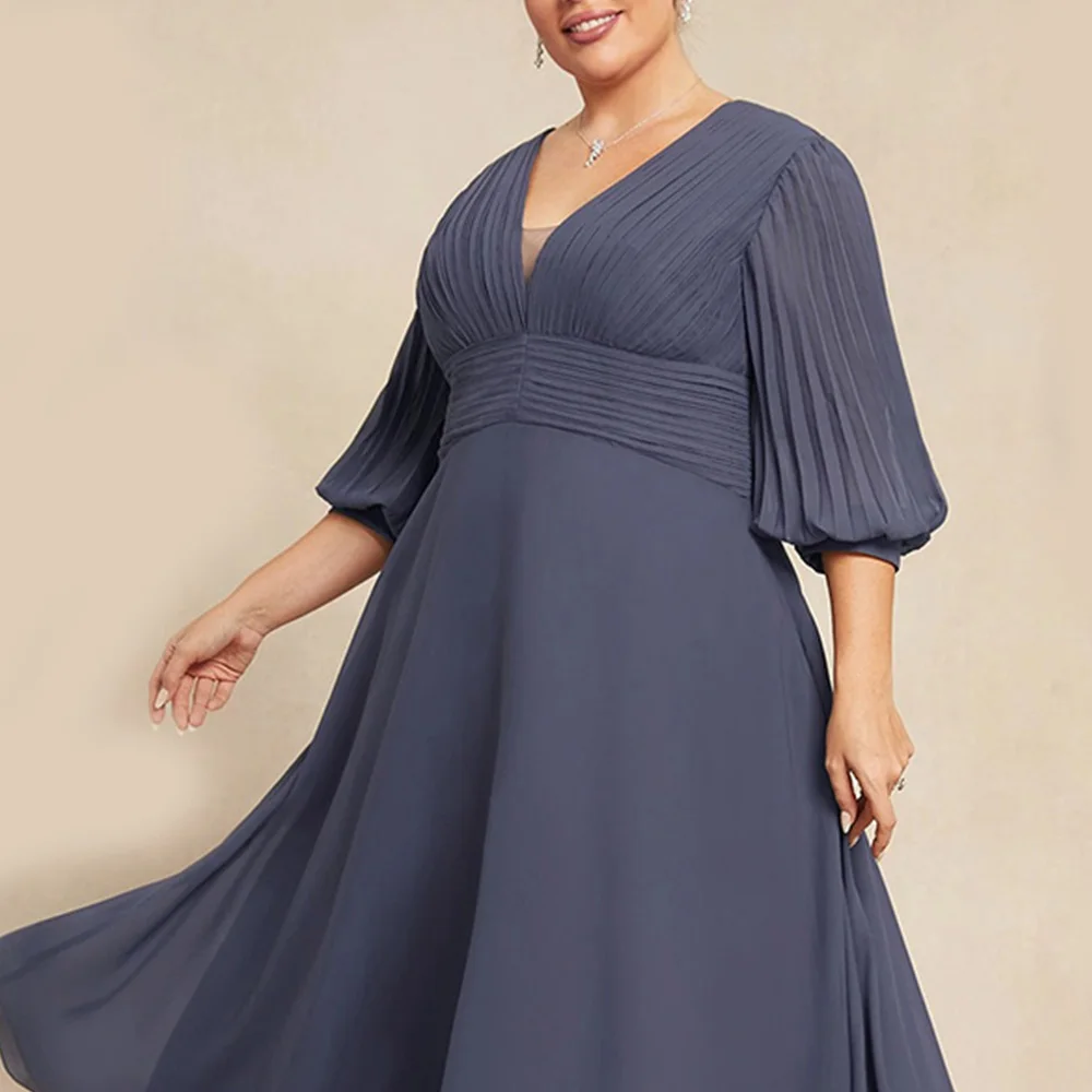 Robe trapèze à col en V pour la mère de la mariée, robes de soirée de mariage froncées, grande taille, éducative 138, élégante et bonitos, 2023