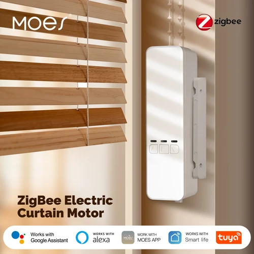 Imagen 1 del producto MOES Tuya Zigbee-tiendas enrollables de cadena, cortina eléctrica inteligente, Motor de accionamiento, batería de litio, Control por aplicación con Alexa y GoogleHome