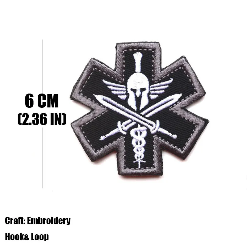 Spartan Medic Tactical Embroidered Patch Military EMT Armband Cloth Hook And Loop Fasten Patches For Backpack jacket view 4