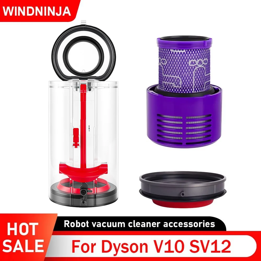 Balde de poeira hepa kit filtro traseiro para dyson v10 sv12 eua acessórios aspirador pó tampa fixa copo poeira peça reposição