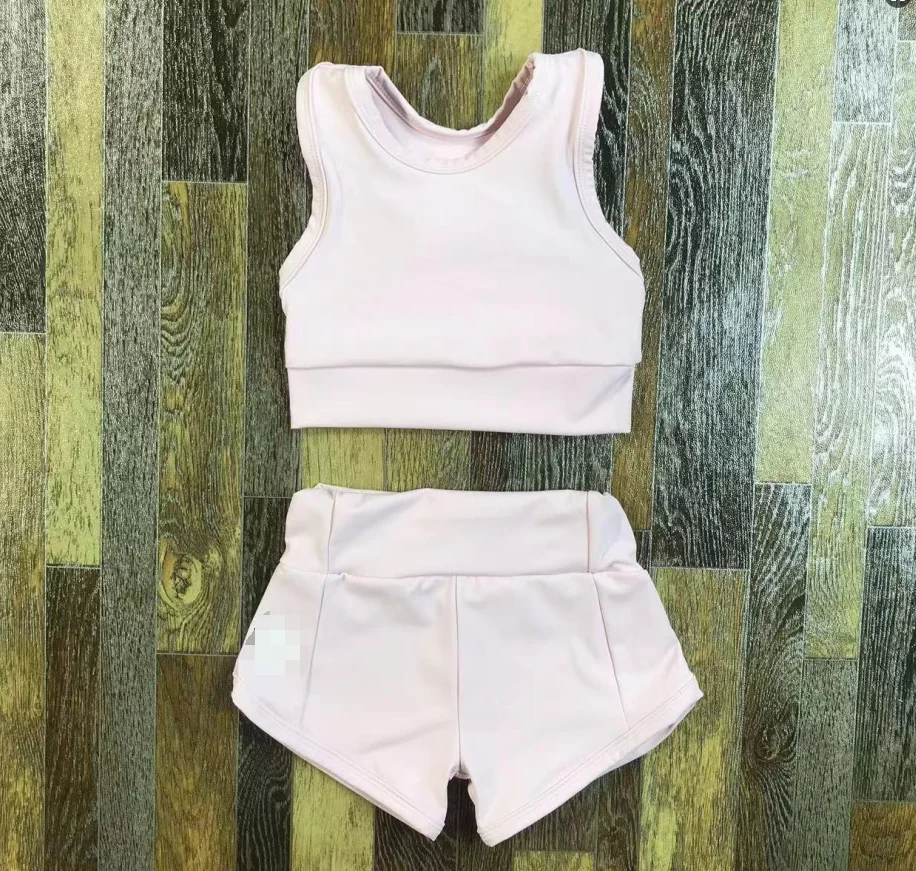 

New Arrive Girls Yoga Top Matching shorts Sets Kids going out yoga smooth cycling running sports Yoga Clothes