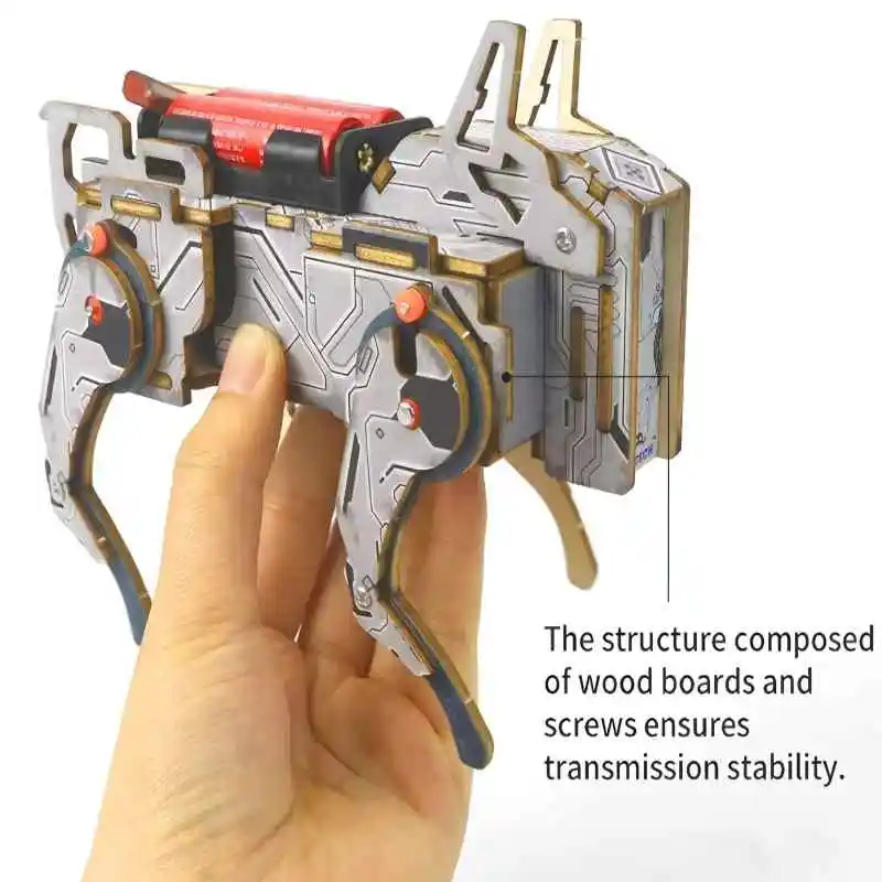 DIY Science Toys Child Wooden Puzzle Robots Assembled Model Voice Control Mechanical Dog STEM Kit Educational Project Learn Tool