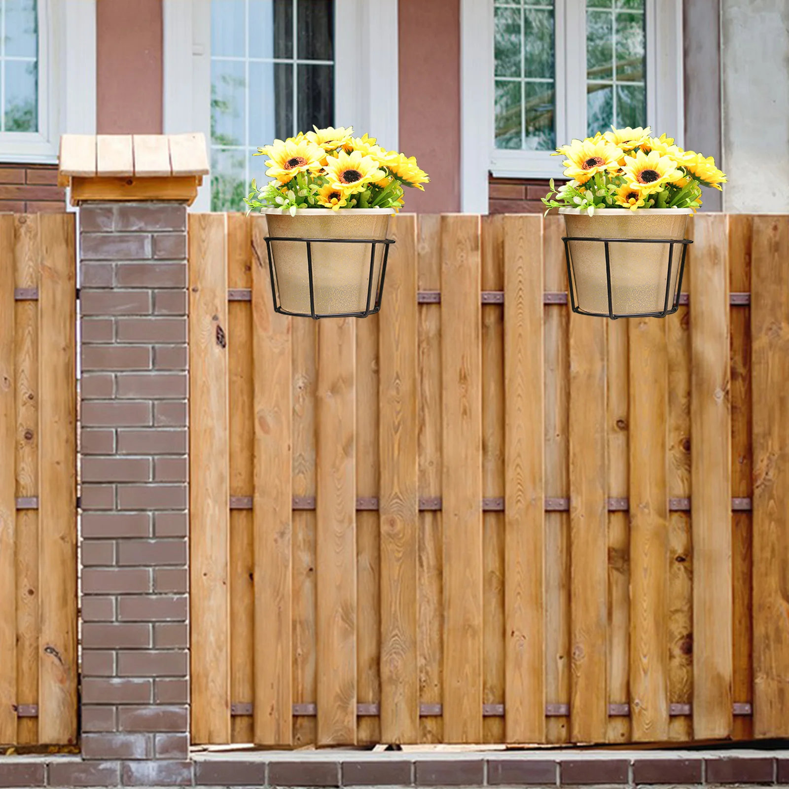 3 قطعة حامل زهور مستديرة شرفة درابزين حديدي حامل زارع وعاء معلق ديكور النبات حديقة عتبة النافذة العرض