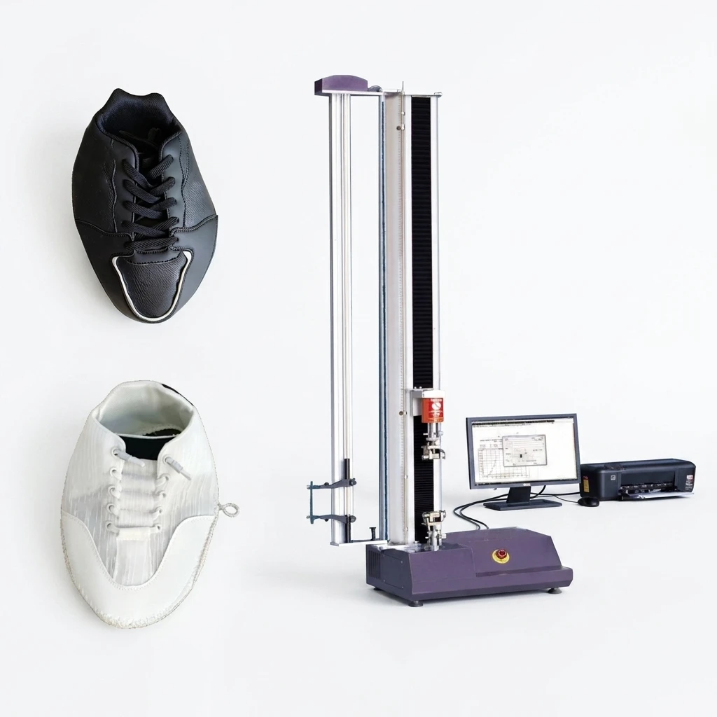 Benchtop Tensile Strength Tester for Rubber Plastic Footwear Leather Elongation Compression Flexing Shear Test