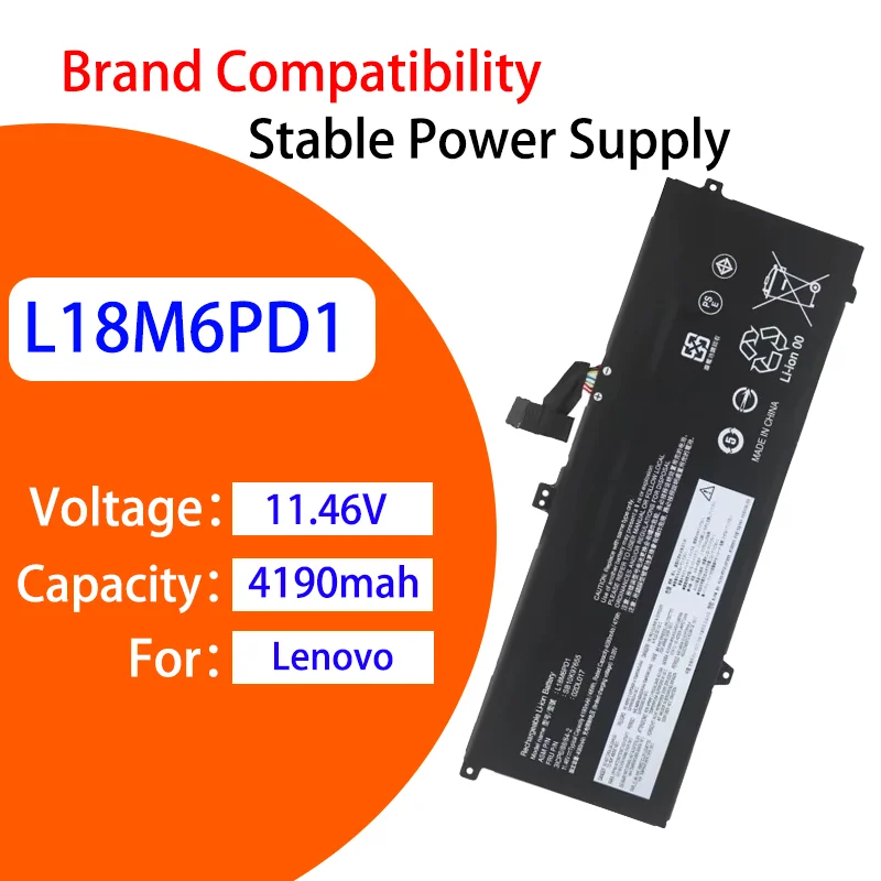 New Replacement Battery For Lenovo L18C6PD2 L18M6PD1 L18L6PD1 02DL018 11.46V 4190mAh High Capacity Li-ion Notebook Battery
