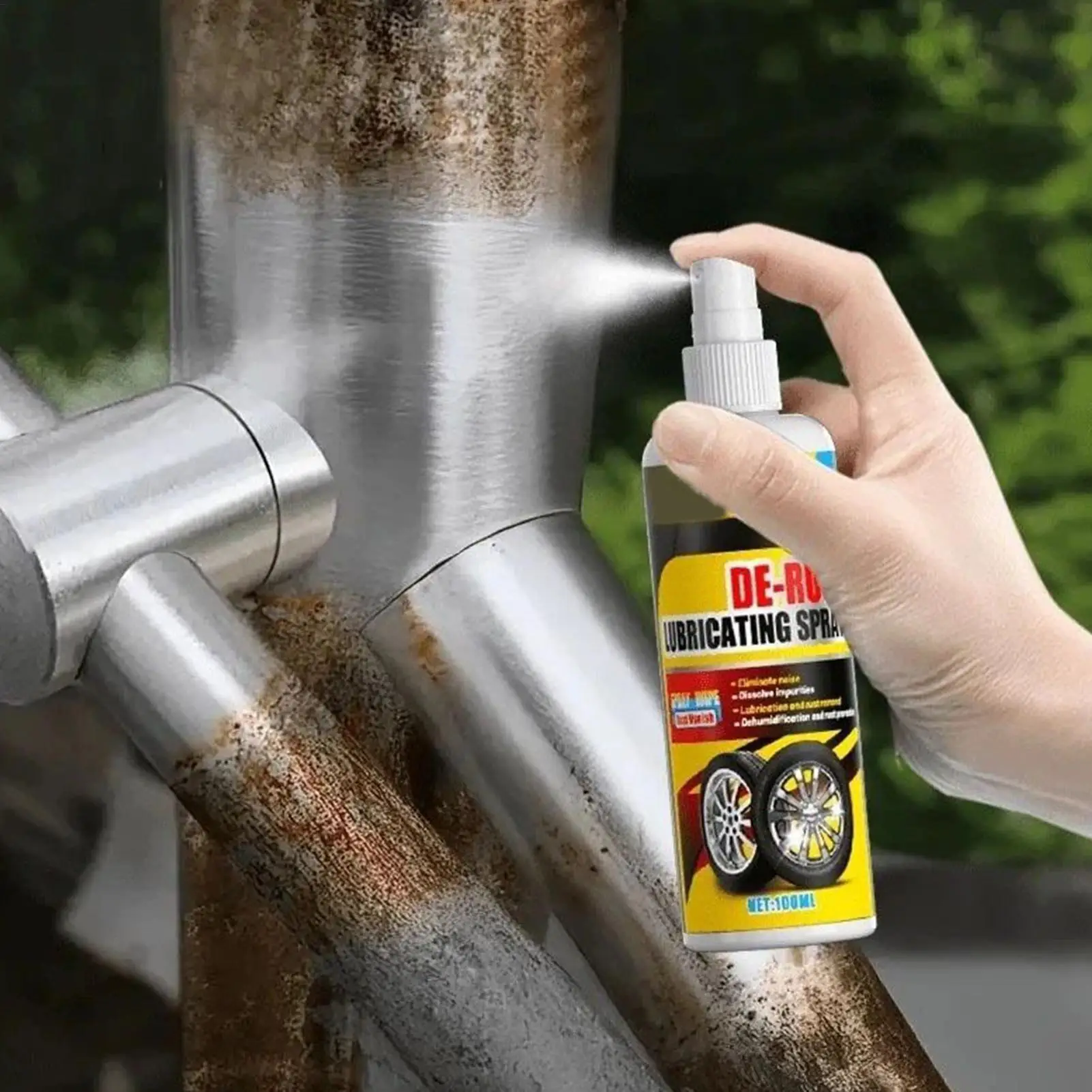 100ml Universal Rust Remover Revitalizing Spray for Car Wheels & Metal Surfaces Strong Decontamination Smooth prevents oxidation