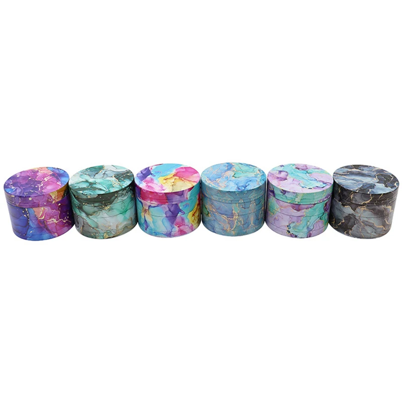 Newest 50mm Colorful Pattern Tobacco Grinder 4-layer Zinc Alloy Dry Herb Crusher Grass Grinders Spice Shredder Smoking Accessory