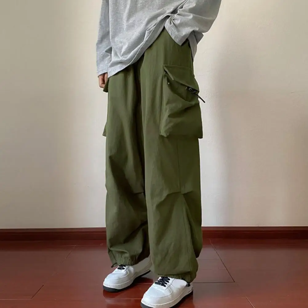 

Stylish Cargo Pants Loose Cotton Blend Men's Pants Nude Color Male Trousers