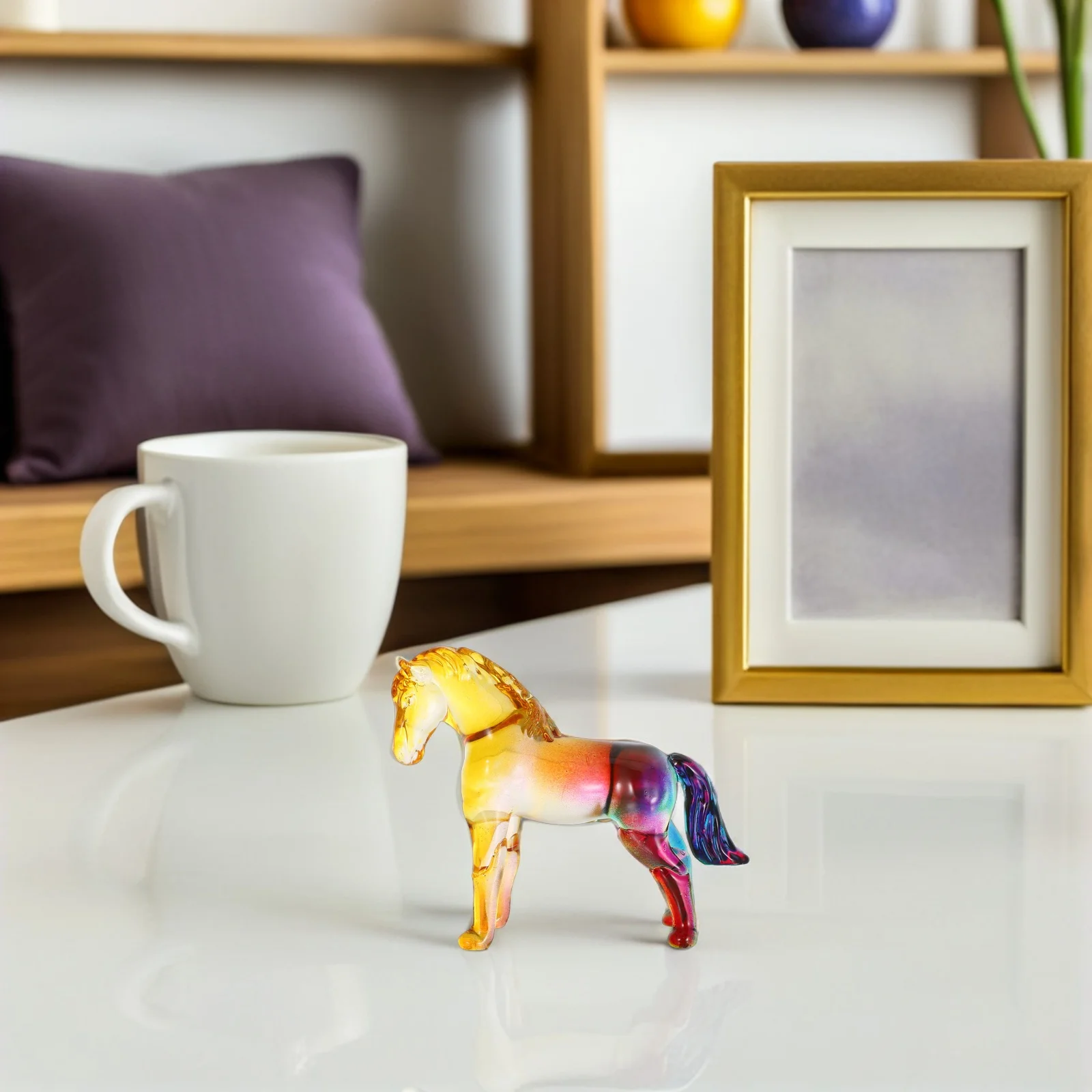 

Crystal Standing Horse Sculpture Transparent Crystal Desktop Ornament Office Home Table Decoration Horse Sculptures and Statues
