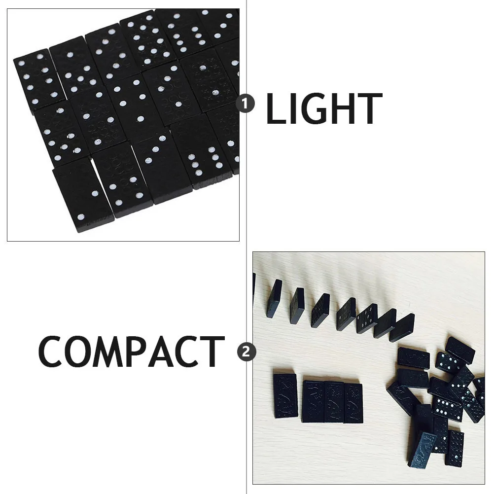 4 مجموعات من الدومينو الخشبي المطلي باللون الأسود لعبة تفاعلية متينة للأطفال والكبار التنسيق بين اليد والعين كتل الدومينو المنزلية