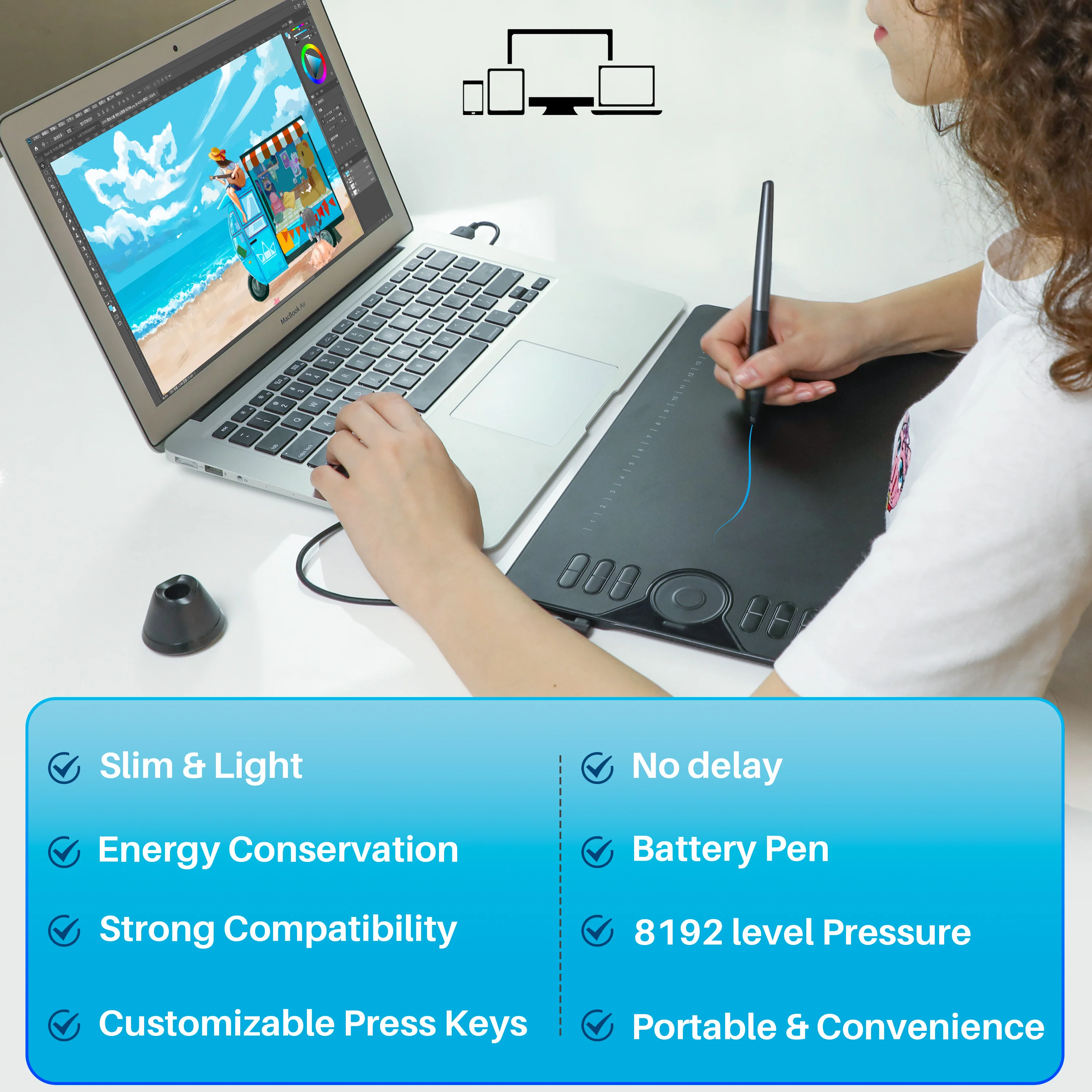 ملحقات الكمبيوتر مناسبة لقلم الرسومات الرقمي Huion HS610 مع مفاتيح سريعة #2