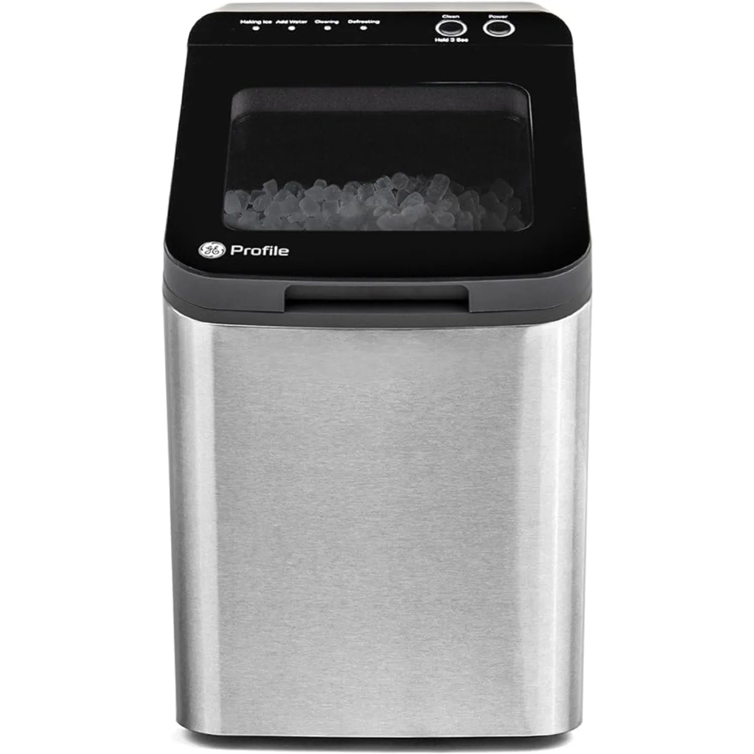 Portable Countertop Pebble Ice Maker, Faz até 34 lbs. de gelo por dia, Acabamento de aço inoxidável